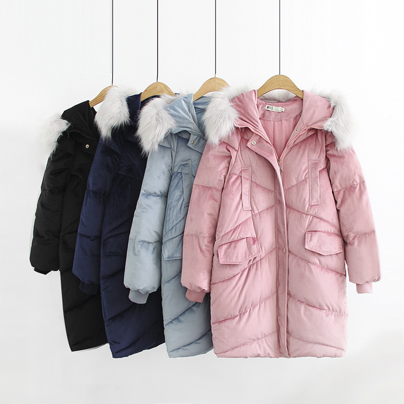 冬季加厚大毛領可拆中長款羽絨棉衣胖MM大碼保暖棉服外套128059