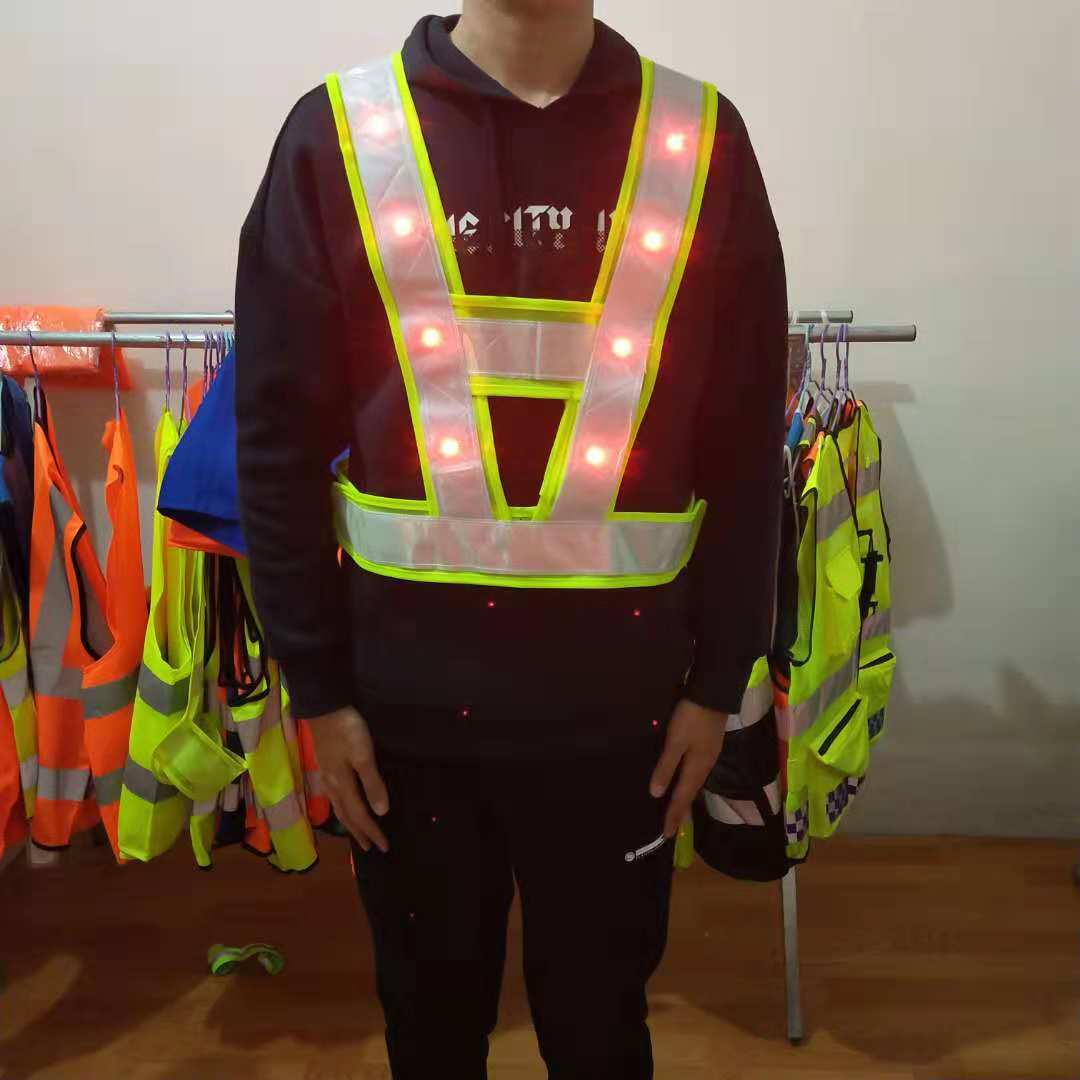 爆闪led反光背心夜间交通指挥公路巡逻发光衣服反光马甲印字-阿里巴巴
