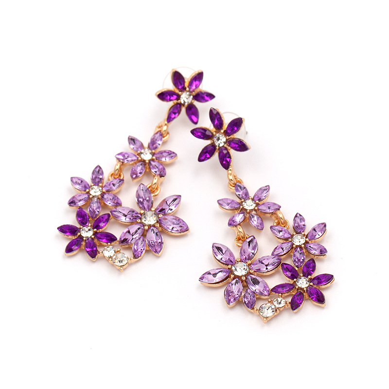 Imitated crystalCZ Fashion Flowers earring  purple NHJJ5071purplepicture2