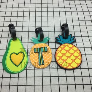pvc soft rubber fruit luggage tag avocado pineapple pineapple tag luggage boarding pass can be customized