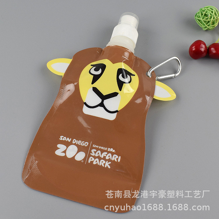 户外运动折叠水袋 pe塑料水袋 卡通折叠水杯厂家定 制批发可印LOG