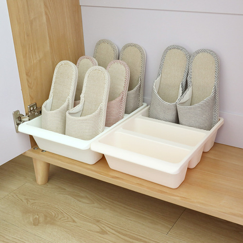 A three-tier vertical storage shoe rack, shoe box plastic integrated shoe holder, household shoe organizer