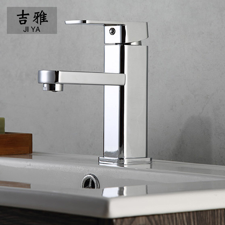 Grifo cuadrado caliente y frío solo agujero único mango lavabo grifo