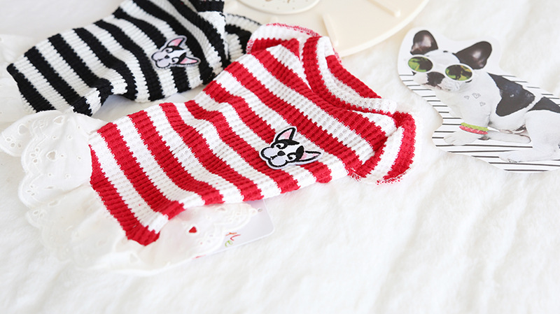 毛线花边条纹打底裙