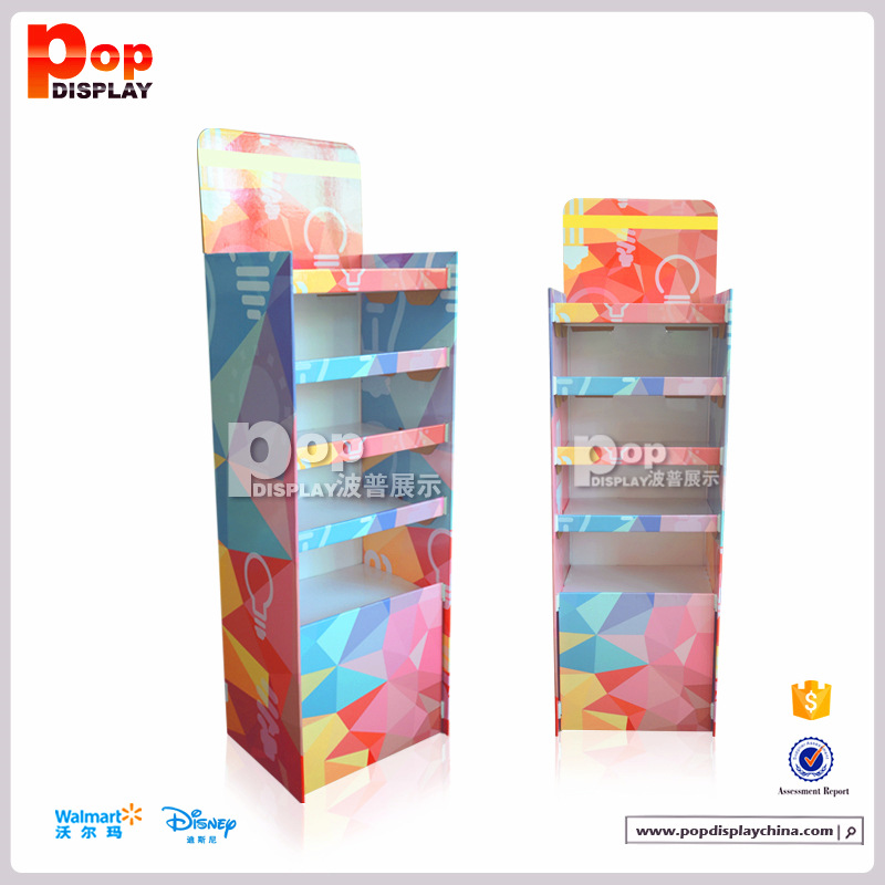 七彩艳丽纸货架 LED彩光展示架 广告POP创意粉红纸展示架厂家直销