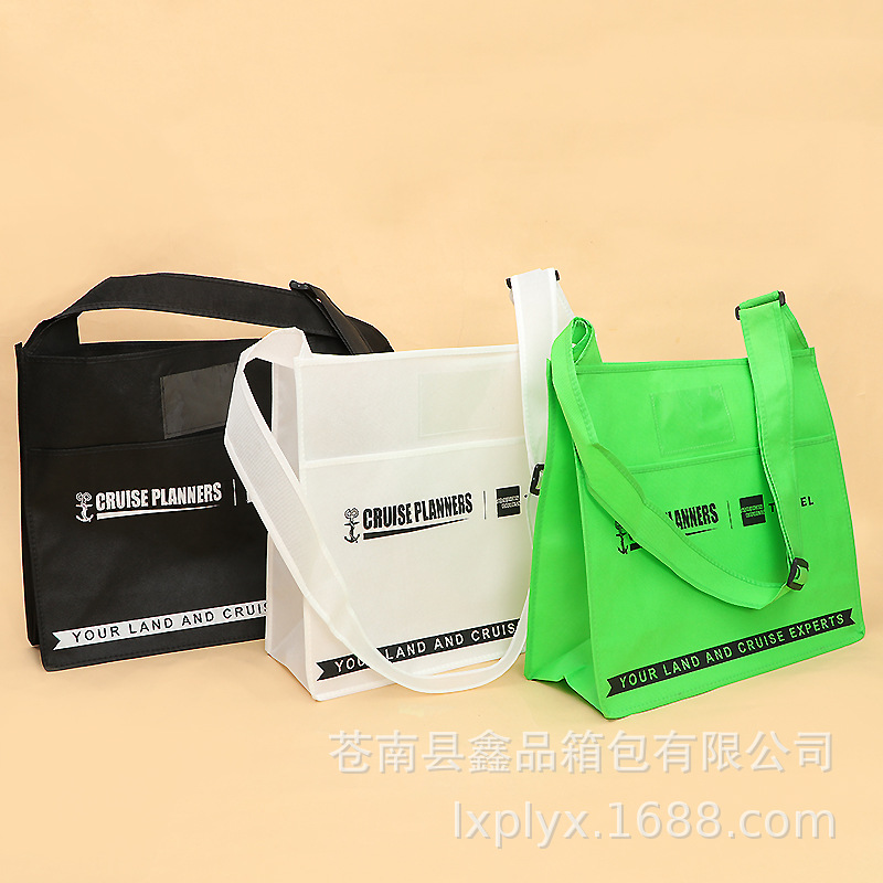 黑色无纺布手提袋 平口立体休闲时尚单肩包 购物手提袋定制LOGO