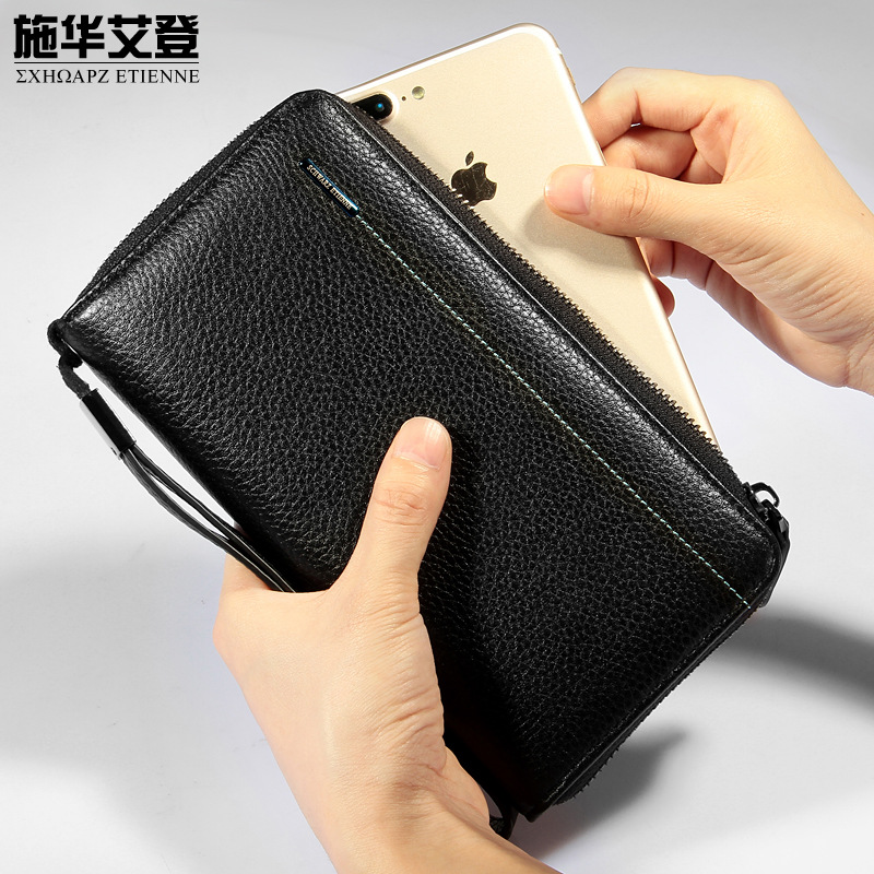 man clutch bag genuine leather Grab bag business affairs Zipper bag cowhide Mobile phone bag have more cash than can be accounted for wallet One piece On behalf of