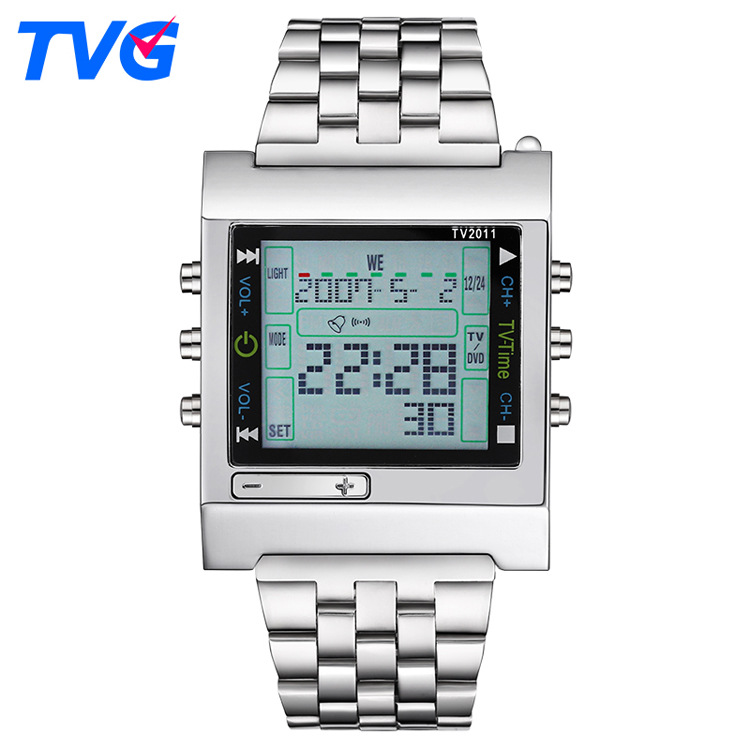 Genuine TVG2011 multi-function Smart Remote control TV FM watch square LED electronic watch sports wrist watch