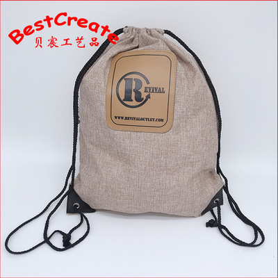 customized Linen Drawstring Backpack Bag student Beam port knapsack Travel bag Can be customized LOGO
