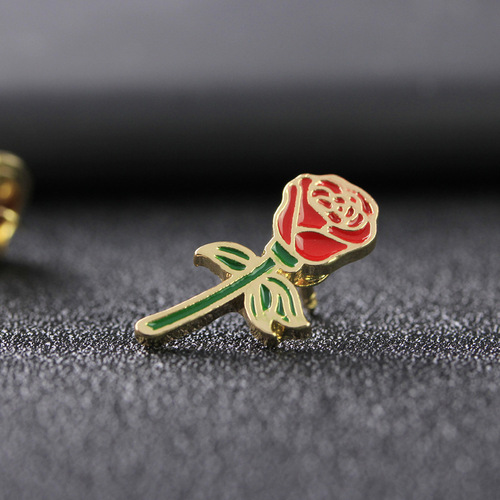 Creative foreign trade Japanese and Korean rose wine glass corsage, cat alloy oil dripping brooch, love lapel pin pink badge