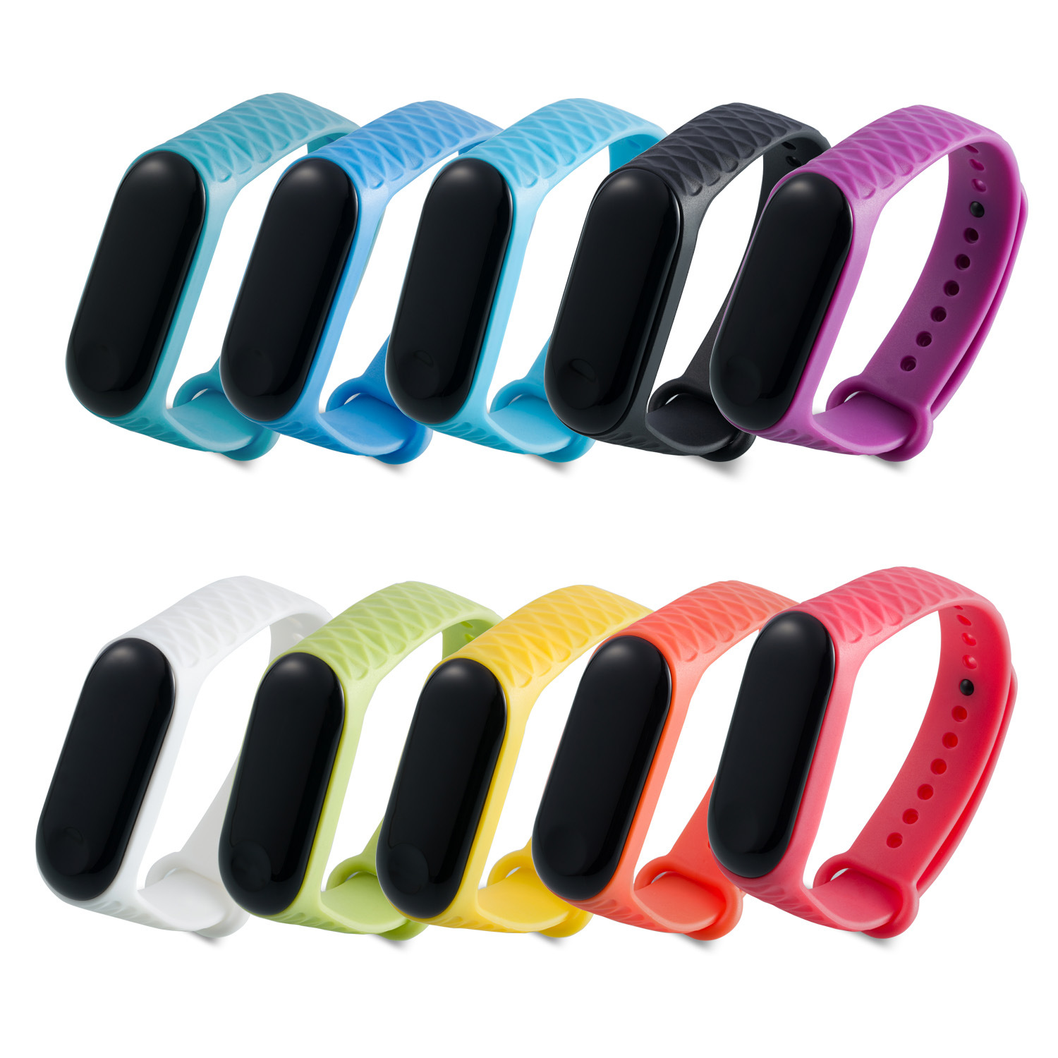 适用小米手环3表带 极光版菱形智能运动手环亲肤单色TPU小米腕带|ms