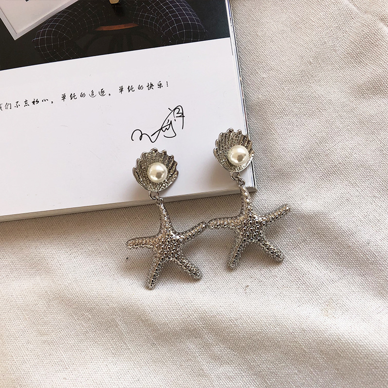 New Ocean Style Starfish Shell Pearl Earrings display picture 6