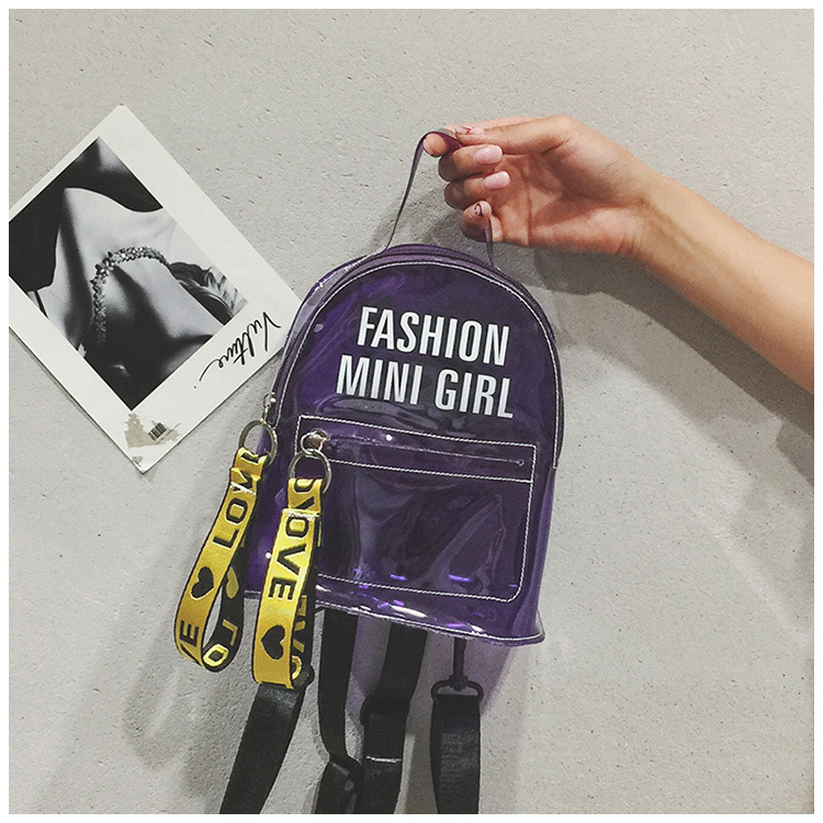 transparent waterproof knapsack pvc letter Female bag fresh jelly Bag Backpack transparent bags
