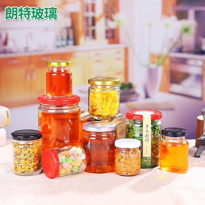 批發醬菜瓶圓形六棱蜂蜜瓶燕窩瓶果醬瓶500ml辣椒醬喜蜜玻璃瓶