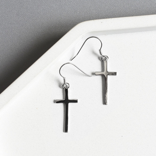 ins temperament cold style jewelry s925 sterling silver cross earrings ear hooks personality trendy nightclub internet celebrity earrings