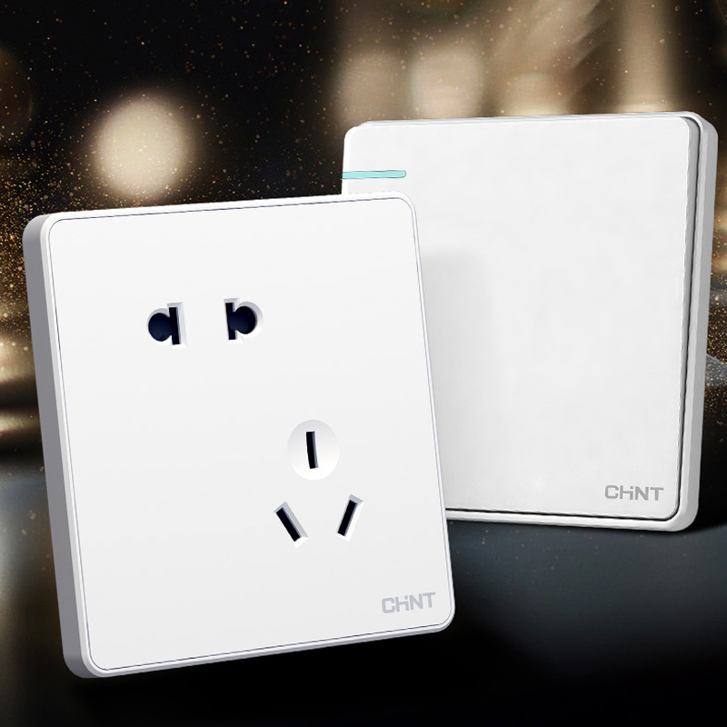 正泰电工 正泰6W系列白色大板开关插座面板 墙壁电源正泰开关插座|ru