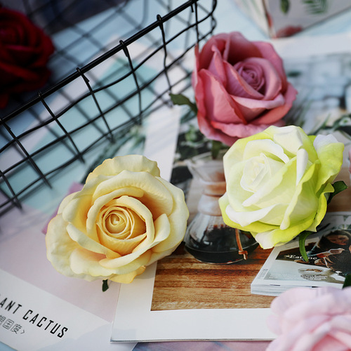 Photography props, simulated roses, DIY flower heads, wedding bouquets, decorative silk roses, artificial flowers