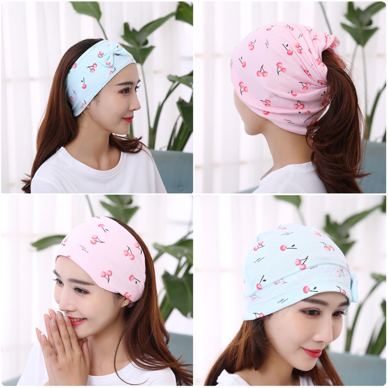 加厚樱桃款月子帽产后月子头巾孕妇帽子产妇帽坐月子用品时尚保暖