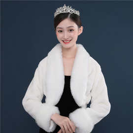 婚纱披肩新娘结婚毛披肩伴娘女春秋冬季2018新款保暖披风旗袍外搭