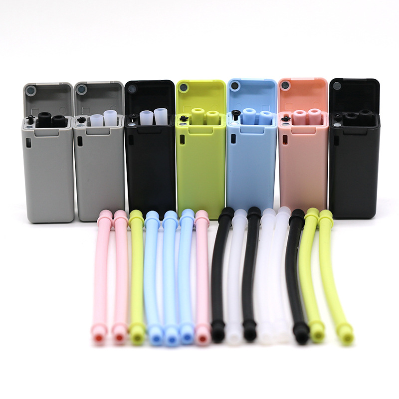 Stainless steel fold straw Portable loop Use environmental protection silica gel straw Manufactor goods in stock