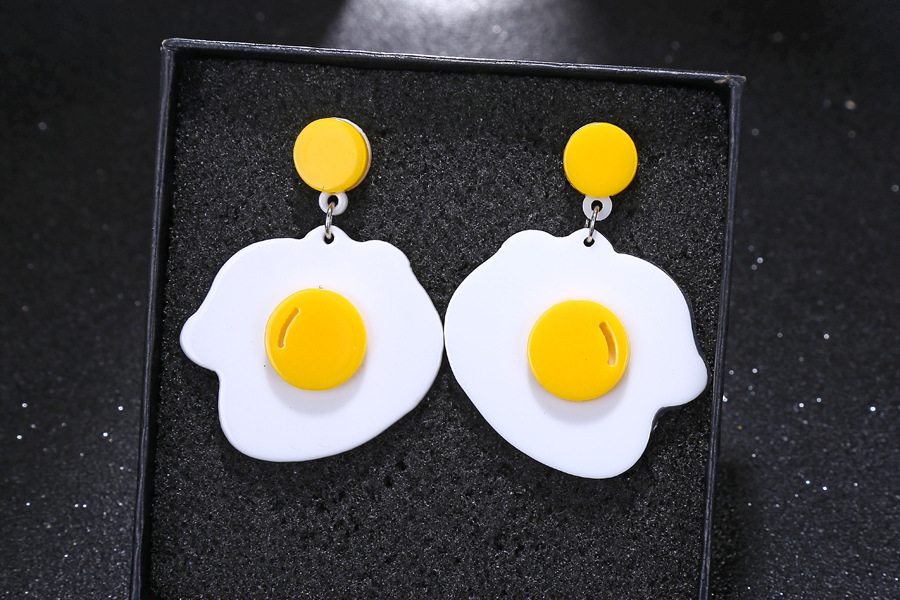 Oeufs Frits Coréens Ligne Fille Douce Et Mignonne Boucles D&#39;oreilles En Alliage Acrylique display picture 3