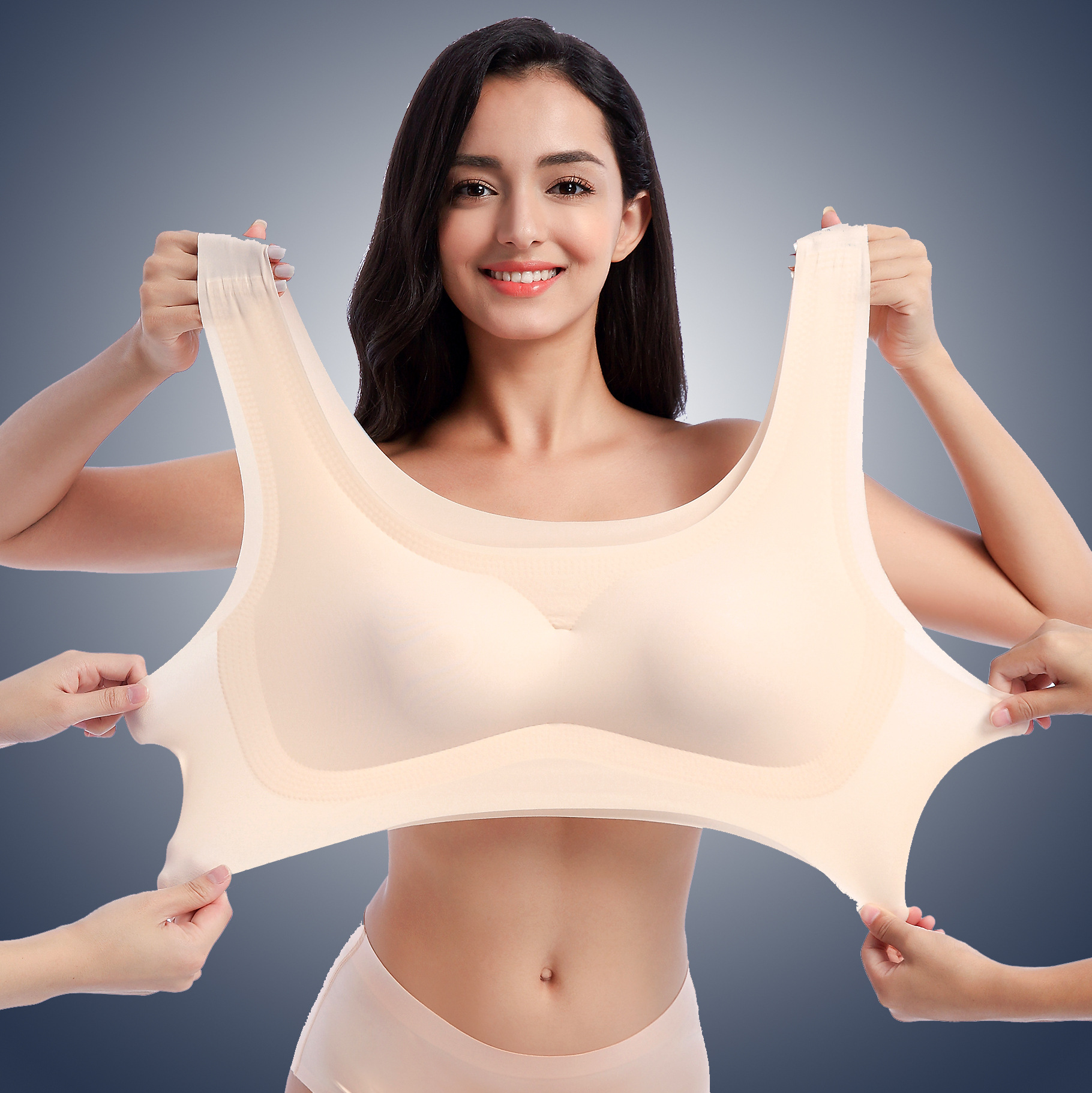 Japan Peace of Mind Sleeping Underwear Women's Plus Size Plus Size Non-rimless chubby girl Plus Size One-piece Sports Vest Bra