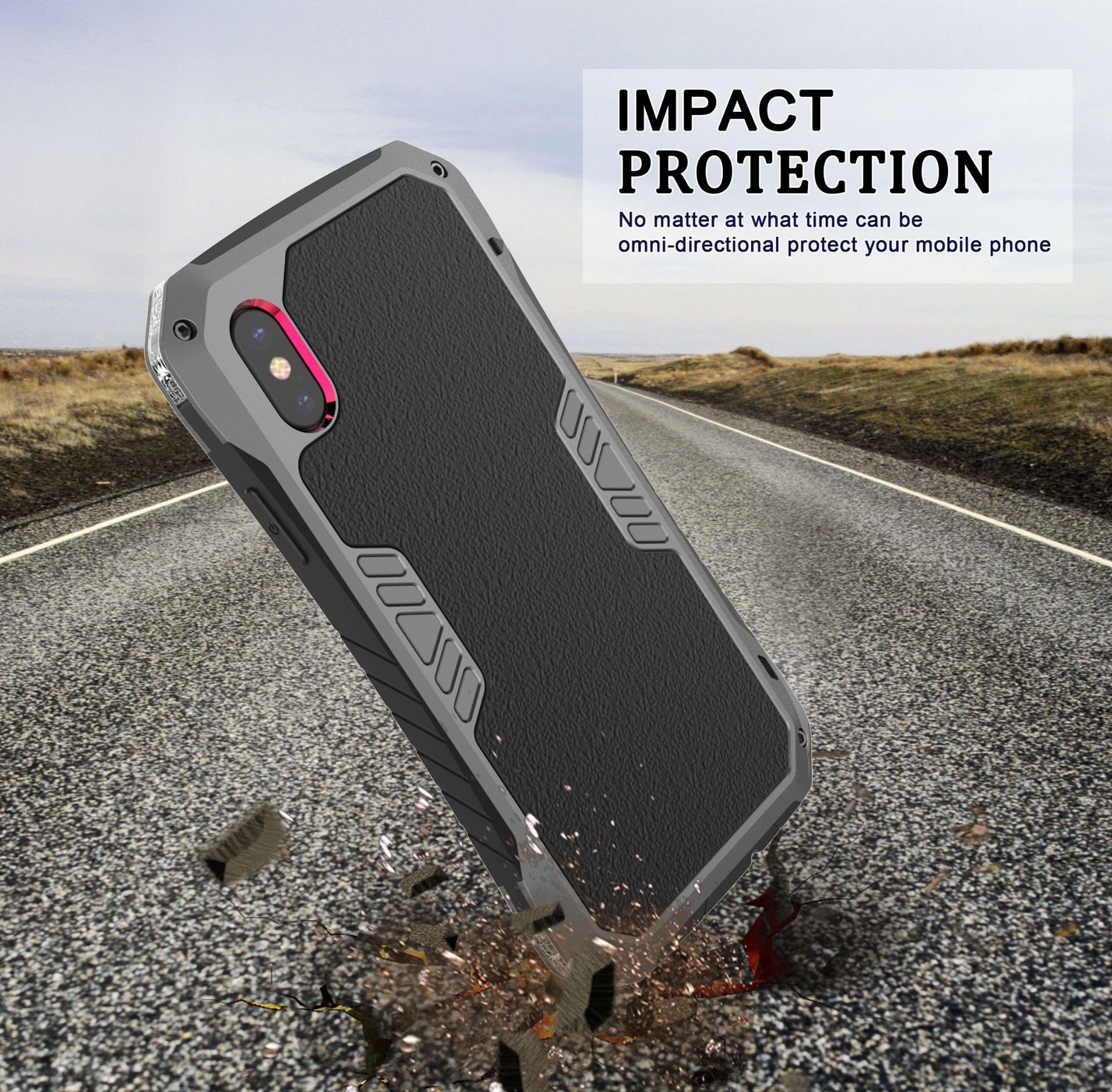 Luphie Armored Knight Bicolor Aluminum Metal Bumper + Shockproof Silicone Triple Protection Case Cover for Apple iPhone X