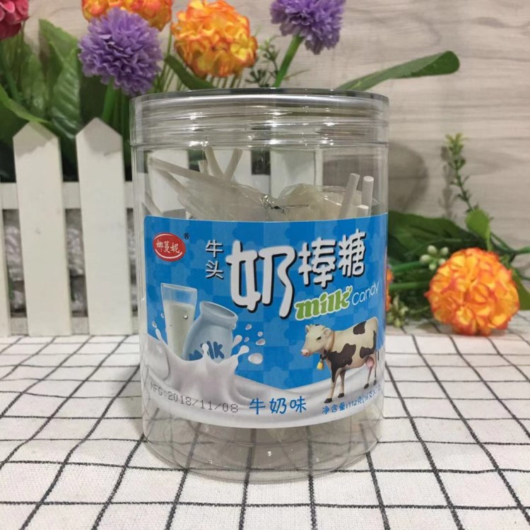 批发香港进口 娜蔓妮牌爆款牛头奶棒糖牛奶味16支入112g*24罐/箱