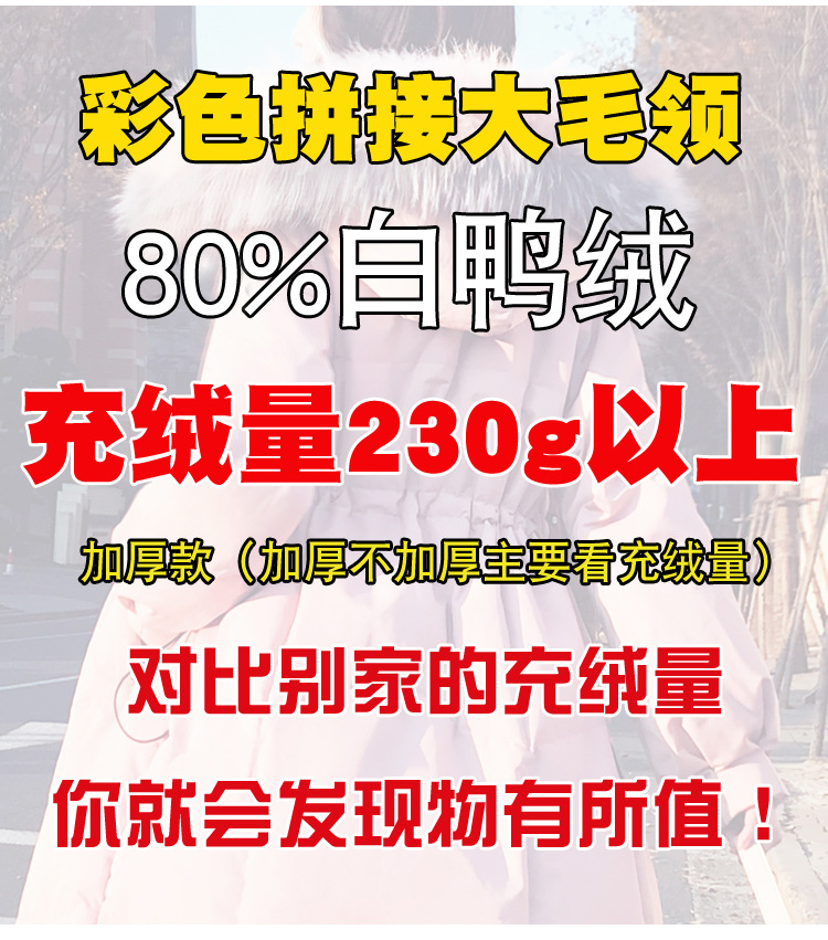 羽绒服女中长款长过膝2019新款冬装大毛领白鸭绒时尚修身加厚外套详情10