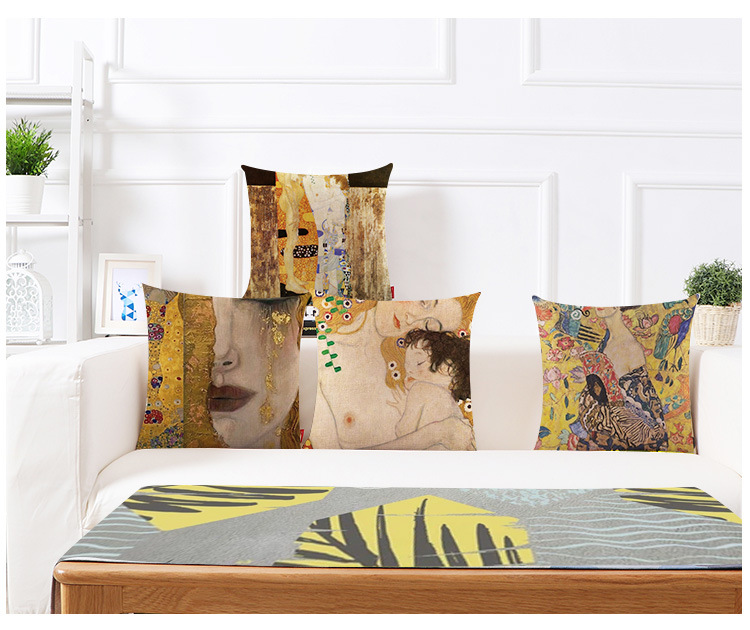 Retro Cartoon Linen Pillow Cases display picture 5