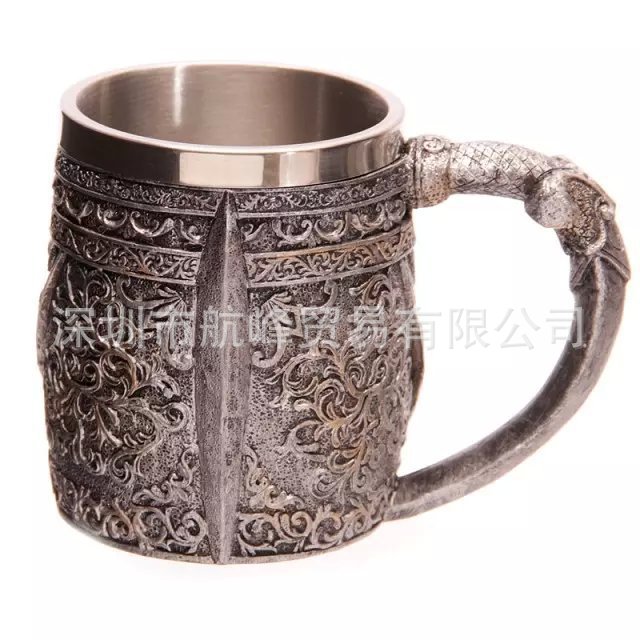 skull mug 出口不锈钢骷髅头咖啡杯茶杯 3D树脂啤酒杯