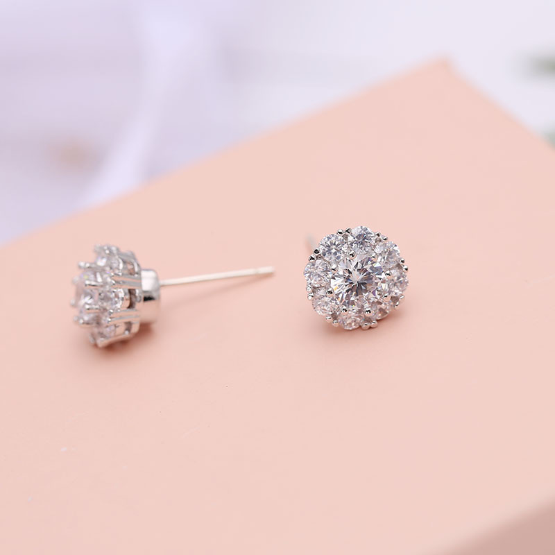 Sterling Argent Aiguille Tiktok Même Style Rotation Boucles D'oreilles Femelle Zircon Boucles D'oreilles Géométriques Frais Simple Bijoux En Gros display picture 3