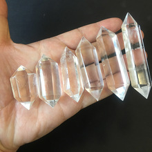 天然白水晶六棱柱批發白晶雙尖 消磁能量水晶石擺件東海廠家直銷