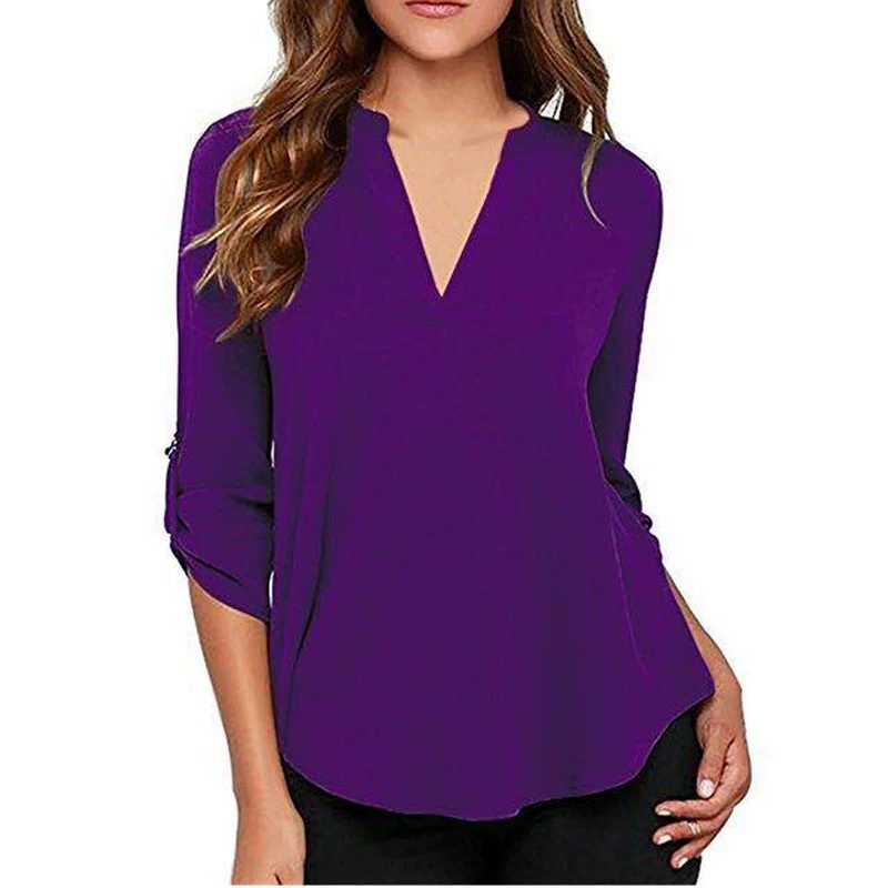 Long-sleeve, shirt, 2018, plus size, V-neckline, oversize