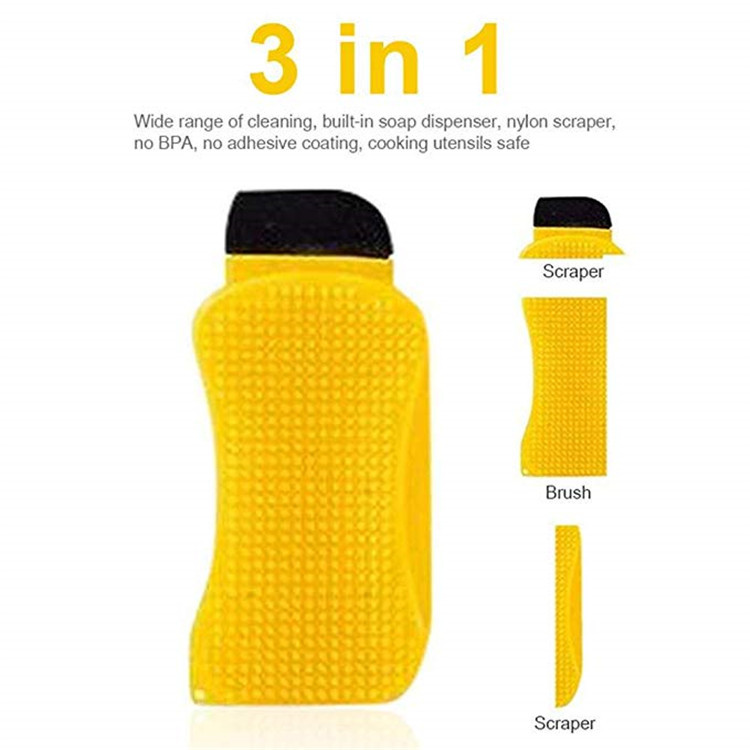 跨进专供厨房用清洁刷3合1海绵清洗刷多功能厨房硅胶家用清洁工具|ms