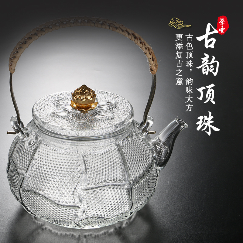 玻璃蒸茶壶电陶炉加热烧水壶过滤泡茶壶煮茶器泡花茶壶蒸汽壶|ms