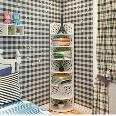 Manufactor wholesale Simple furniture bookshelf white PVC WPC Carved Corner Baroque Shower Room waterproof Shelf