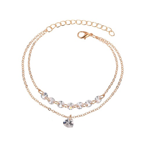 European and American cross-border new bracelets, fashionable wish jewelry, double-layered heart-shaped crystal bracelets for women, couple bracelets