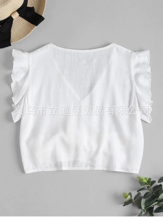 new butterfly lace sexy blouse ruffled sleeveless T-shirt NSLDY60030