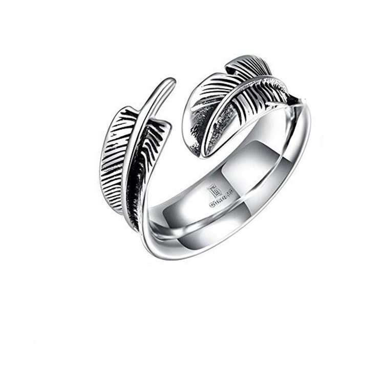 Factory wholesale feather Casting stainless steel ring titanium steel ring metal AliExpress can be customized LOGO