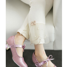 2024韩版春装 儿童订珠网纱打底裤女童 打底裤跨境