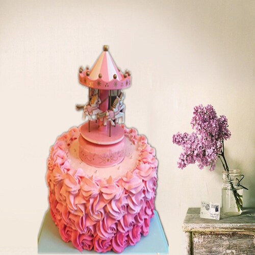 Situational cake decorations Carousel wooden music box Sky City Music Box Fondant cake decorations