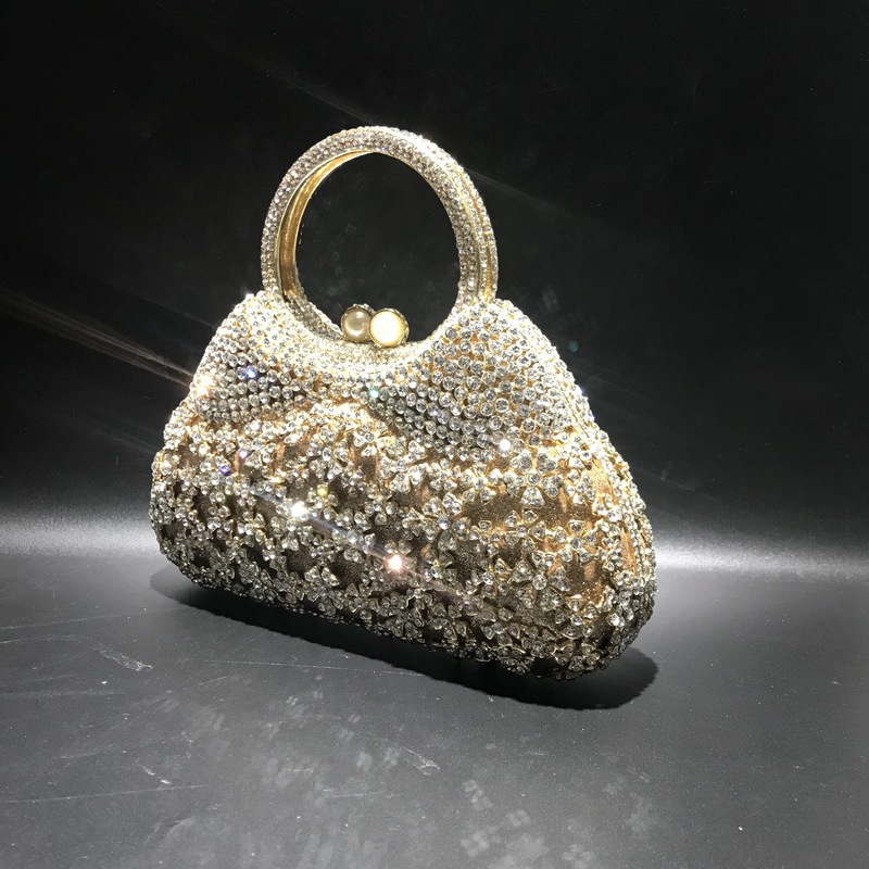 Túi clutch nữ đính kim cương giả dự tiệc cao cấp kích thước 23x12x6 cm — Màu đen chi tiết 48
