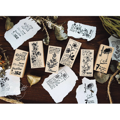 Twilight flowers and plants series woodiness seal DIY Hand account Diary decorate woodiness seal 6 election
