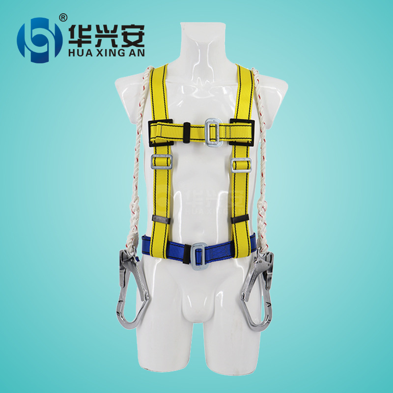 建筑施工高空作业户外保护悬挂防坠落双背双大钩涤纶半身式安全带