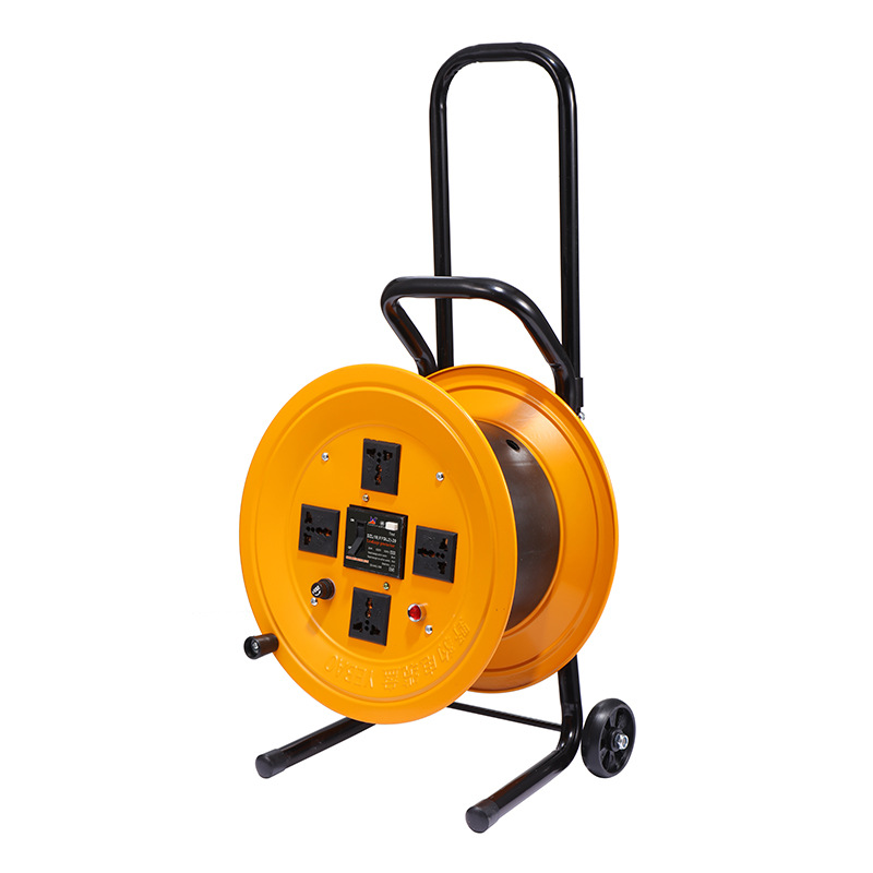 野豹加厚移動式電纜盤帶輪子加長杆過載漏電保護繞線盤220V