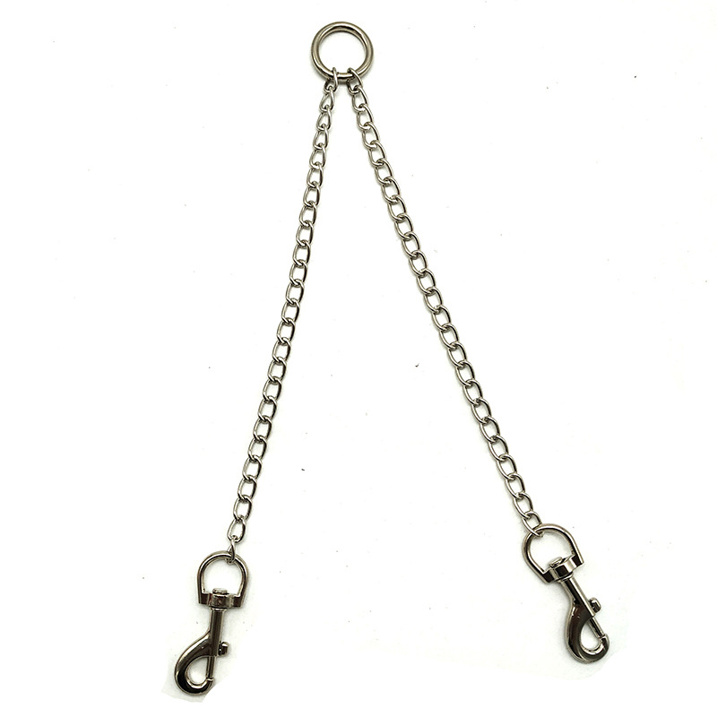 长期有货双头宠物牵引绳小中型犬用牵引带狗狗牵引双扣链项圈40cm|ms