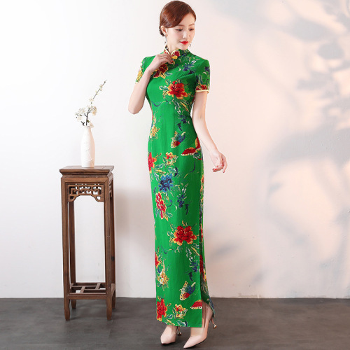 Cheongsam performance dress large size show long dress female nationality