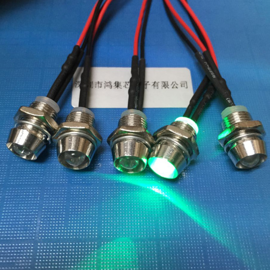 5mm带座白发翠绿光