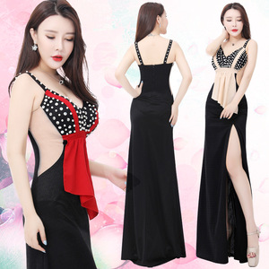 Night Female Dresses Hot Drill V-neck Sexy Dresses Hotel Beauty KTV  